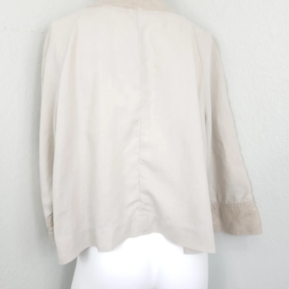 Coldwater Creek Beige Linen Open Jacket Size M - Picture 4 of 9